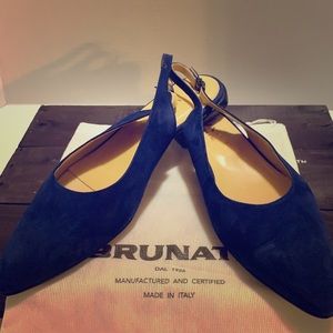 Itallian Brunate Blue Suede Low Heel. Euro Size 44